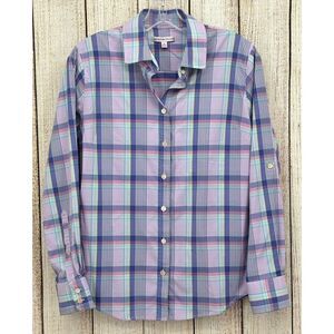 Peter Millar Women's Size Medium Button Up Shirt Fitted Plaid Pastel Long Sleeve